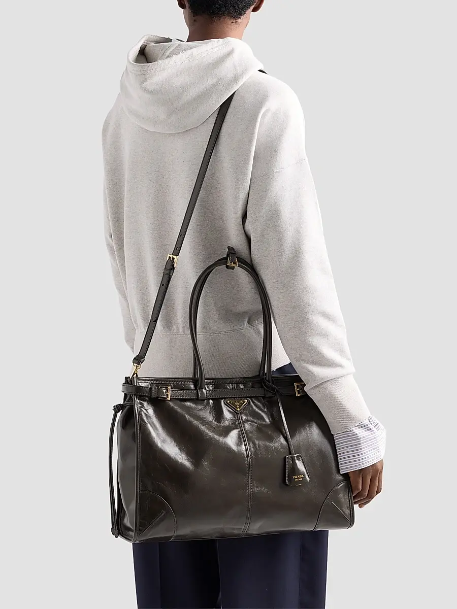 Prada Women's Bonnie Extra-Large Leather Top Handle Bag | Thumbnail 3 Prada Women's Bonnie Extra-Large Leather Top Handle Bag | Thumbnail 3