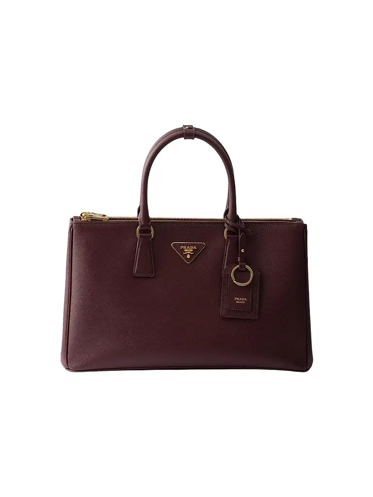 Prada Women's Galleria Saffiano Leather Tote Bag - Dark Red | Image 1 Prada Women's Galleria Saffiano Leather Tote Bag - Dark Red | Image 1