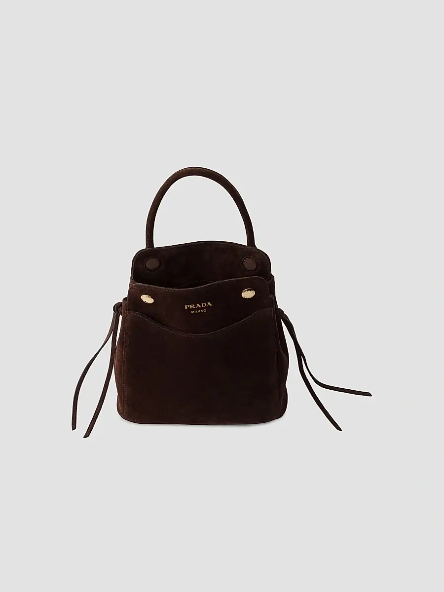 Prada Women's Carry Mini Suede Handbag | Thumbnail 4 Prada Women's Carry Mini Suede Handbag | Thumbnail 4