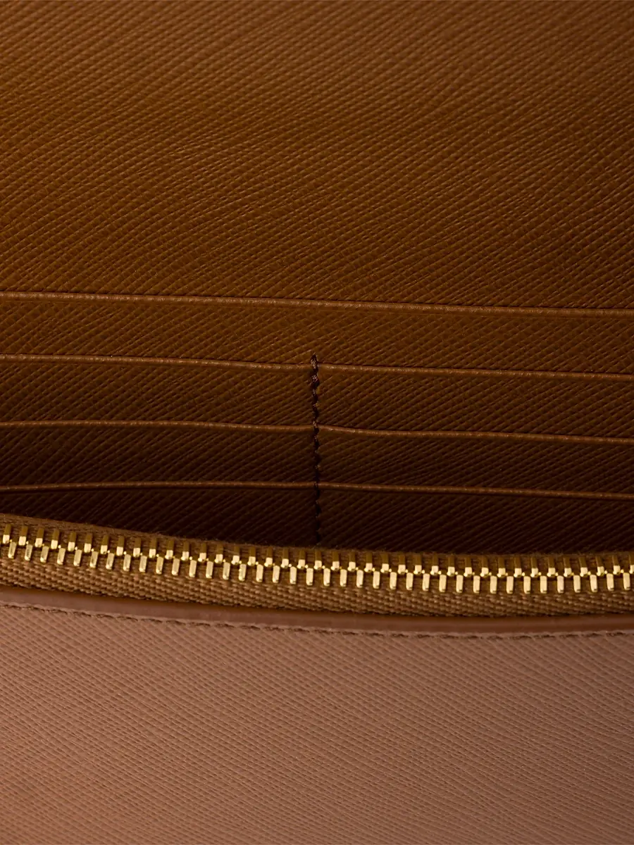Prada Women's Saffiano Leather Wallet with Shoulder Strap - Brown Gold | Thumbnail 4 Prada Women's Saffiano Leather Wallet with Shoulder Strap - Brown Gold | Thumbnail 4