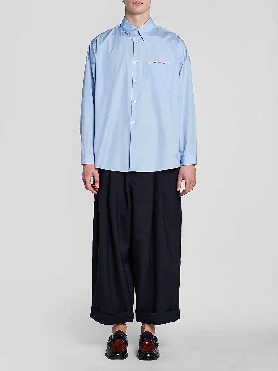 Marni Men's Logo Cotton Poplin Shirt | Thumbnail 2 Marni Men's Logo Cotton Poplin Shirt | Thumbnail 2