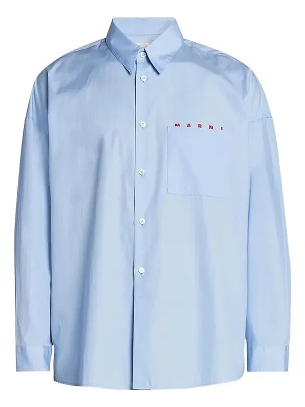Marni Men's Logo Cotton Poplin Shirt