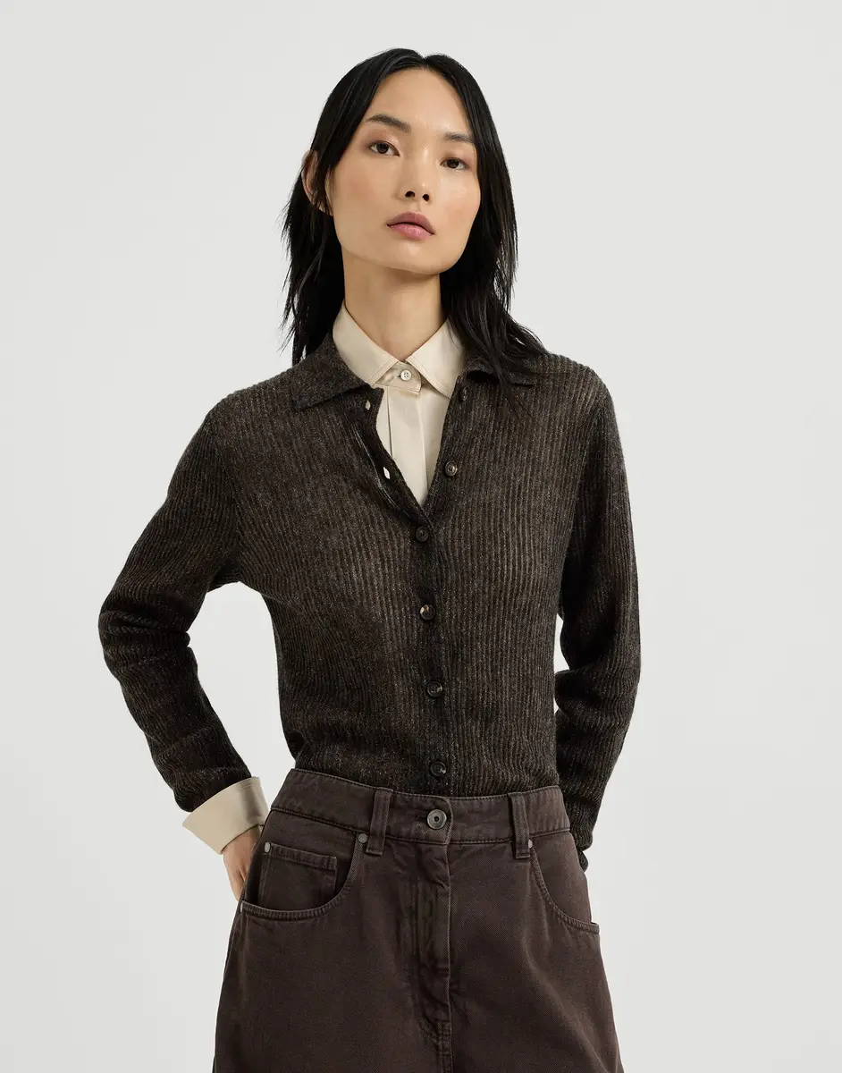 Brunello Cucinelli Sparkling silk, alpaca and wool rib knit cardigan | Thumbnail 2 Brunello Cucinelli Sparkling silk, alpaca and wool rib knit cardigan | Thumbnail 2