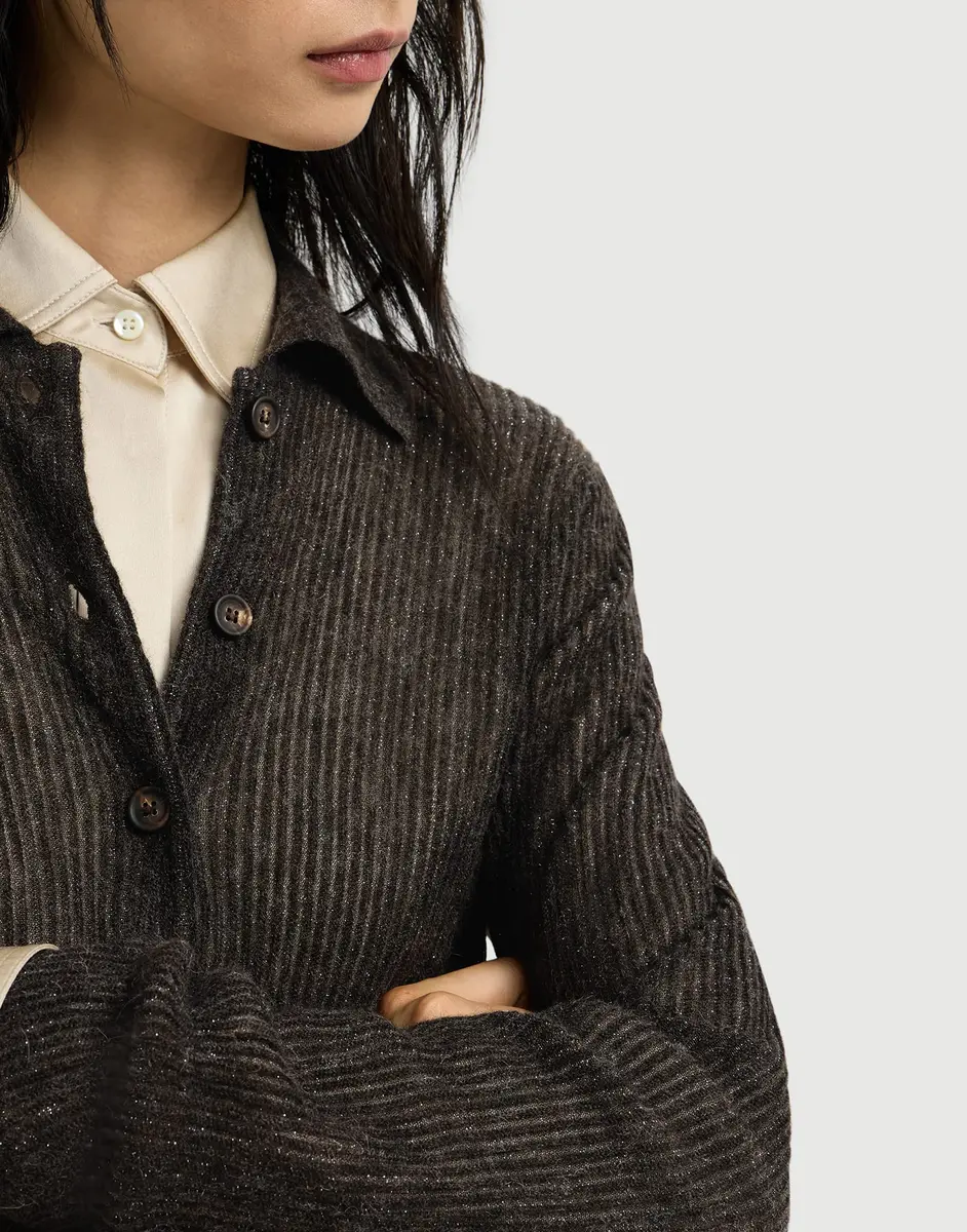 Brunello Cucinelli Sparkling silk, alpaca and wool rib knit cardigan | Thumbnail 5 Brunello Cucinelli Sparkling silk, alpaca and wool rib knit cardigan | Thumbnail 5