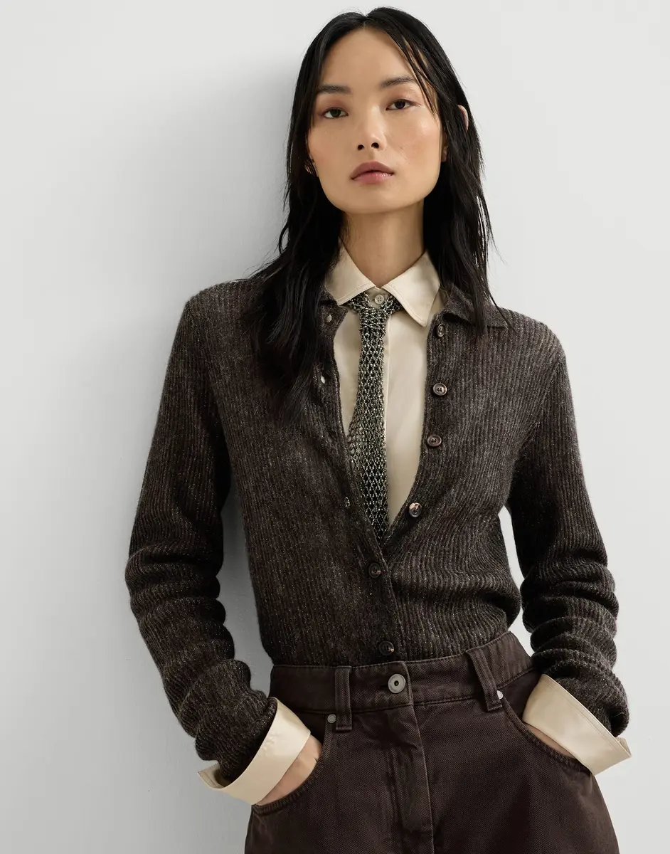 Brunello Cucinelli Sparkling silk, alpaca and wool rib knit cardigan | Thumbnail 6 Brunello Cucinelli Sparkling silk, alpaca and wool rib knit cardigan | Thumbnail 6