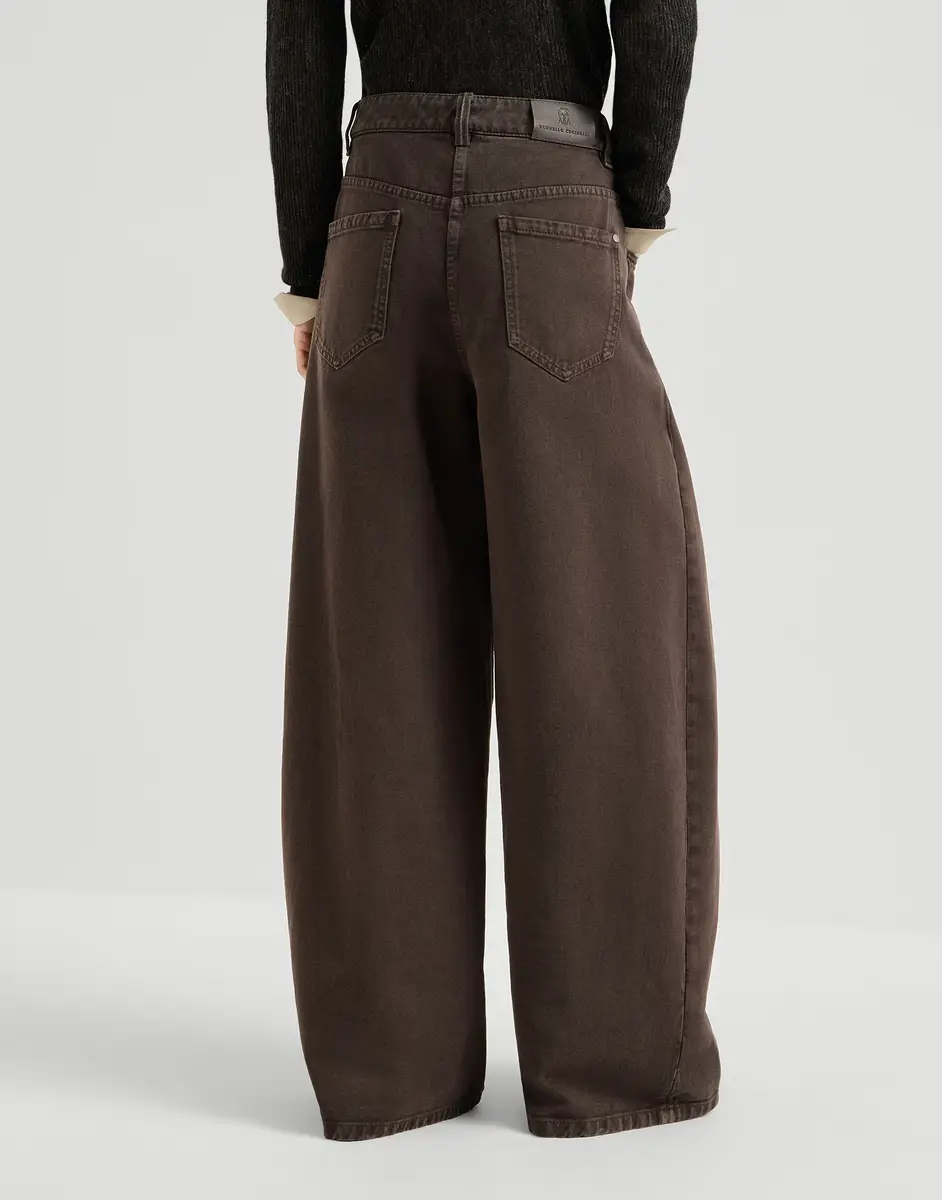 Brunello Cucinelli Dyed denim wide trousers with monili | Thumbnail 3 Brunello Cucinelli Dyed denim wide trousers with monili | Thumbnail 3