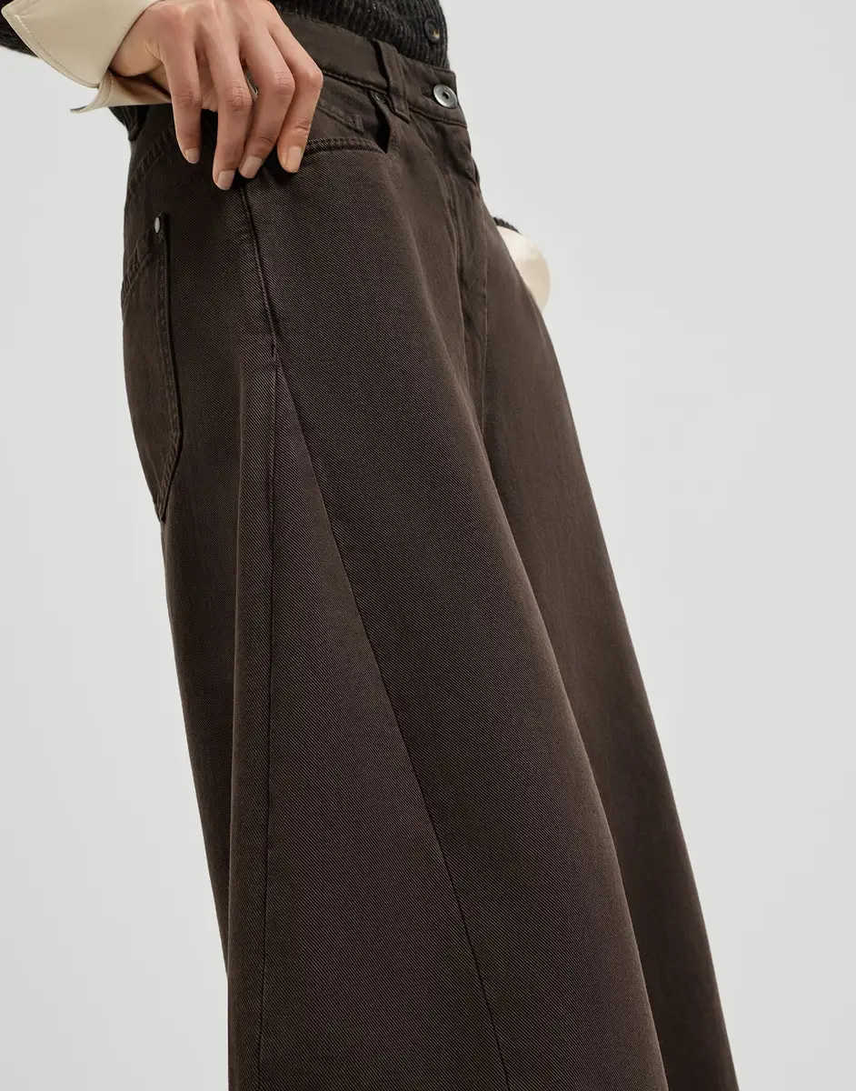 Brunello Cucinelli Dyed denim wide trousers with monili | Thumbnail 4 Brunello Cucinelli Dyed denim wide trousers with monili | Thumbnail 4