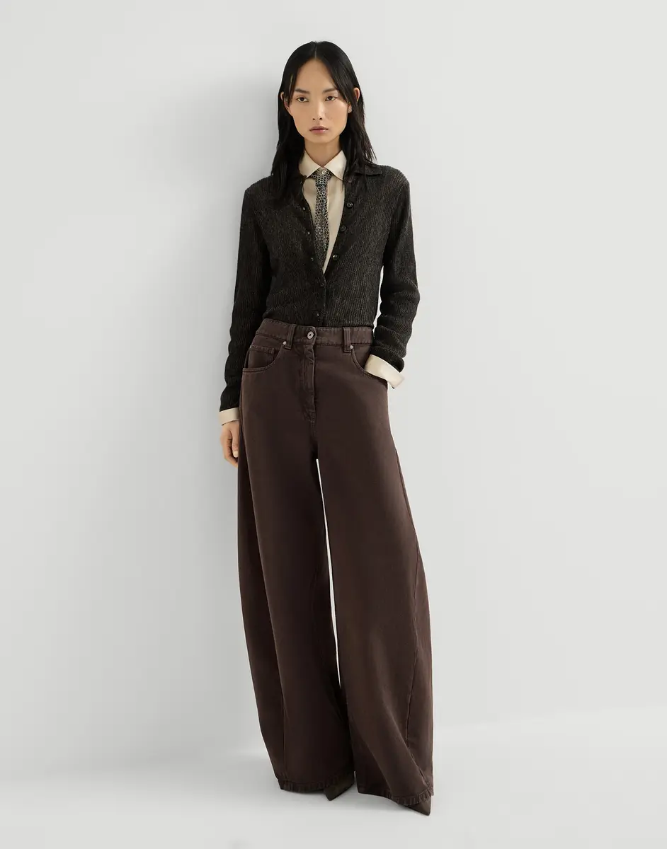 Brunello Cucinelli Dyed denim wide trousers with monili | Thumbnail 5 Brunello Cucinelli Dyed denim wide trousers with monili | Thumbnail 5