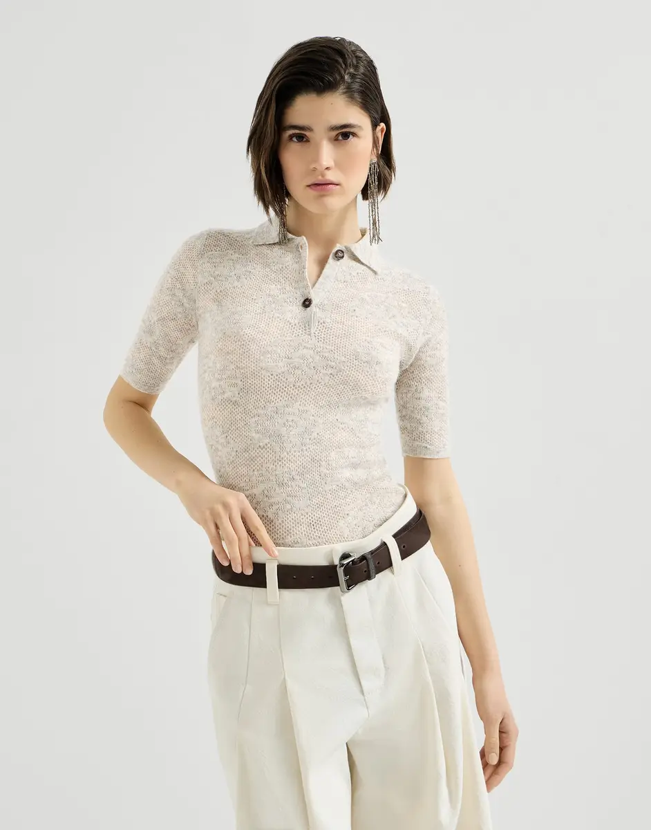 Brunello Cucinelli Flower lace knit polo | Thumbnail 3 Brunello Cucinelli Flower lace knit polo | Thumbnail 3