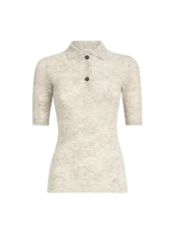 Flower lace knit polo Flower lace knit polo