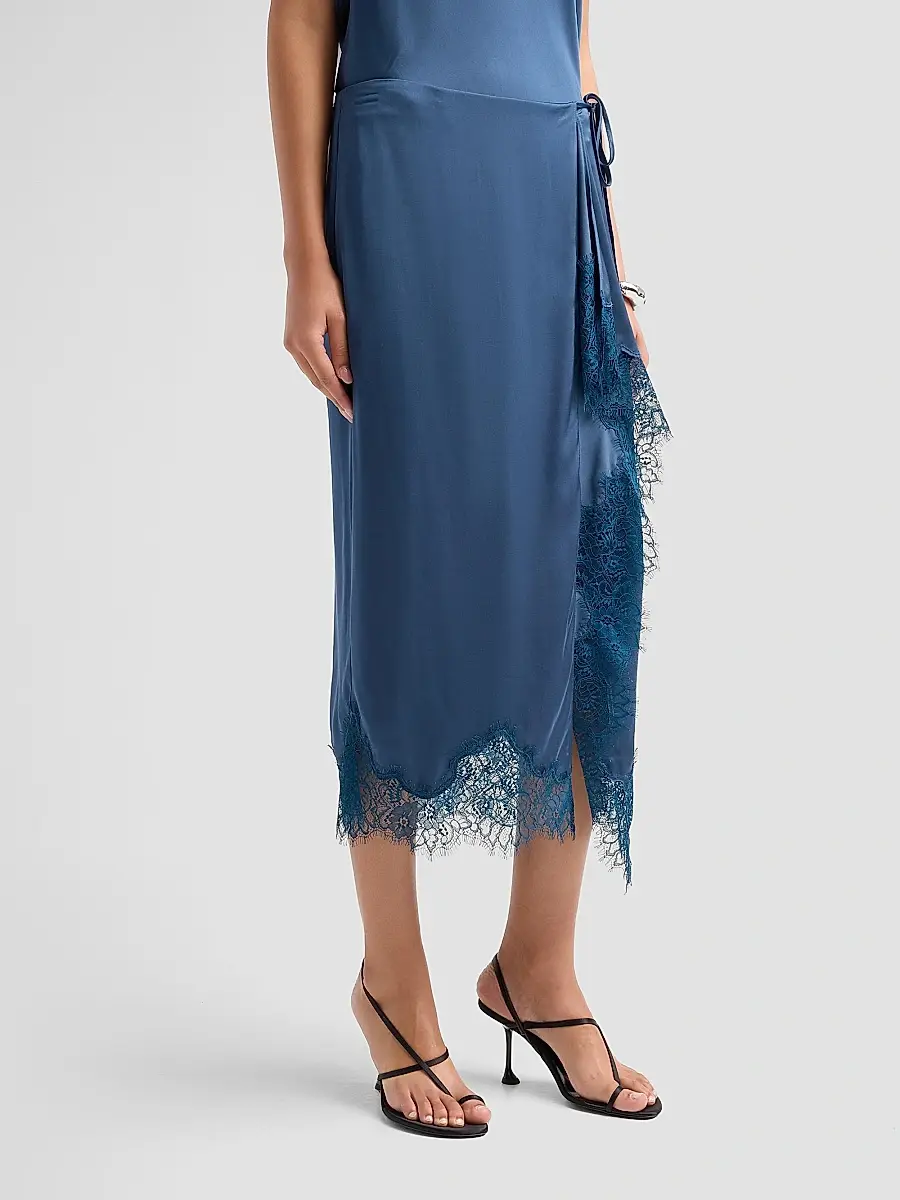 A.L.C. A. L.C. Women's Bree Satin Lace-Trimmed Midi Skirt | Thumbnail 4