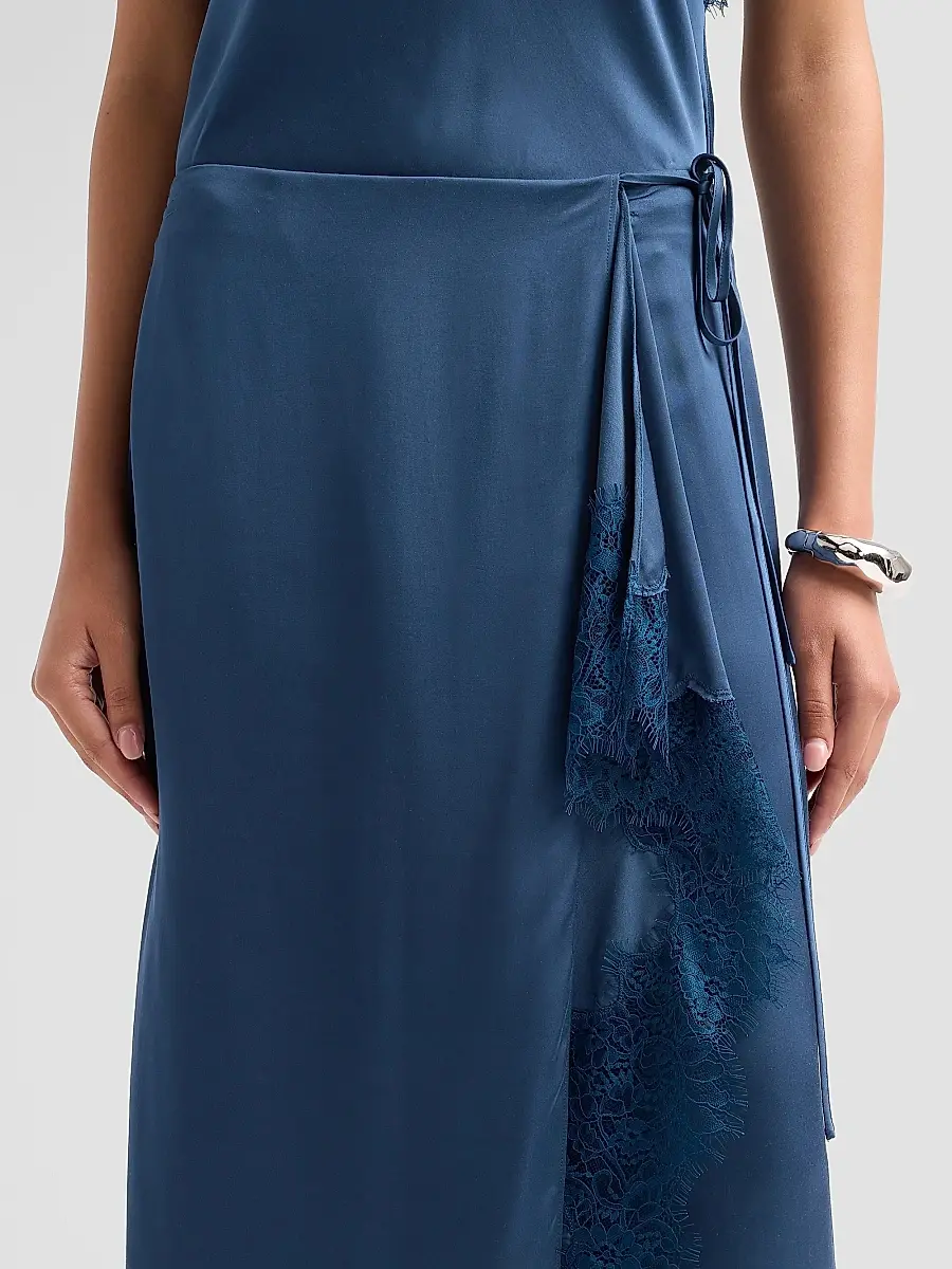 A.L.C. A. L.C. Women's Bree Satin Lace-Trimmed Midi Skirt | Thumbnail 5