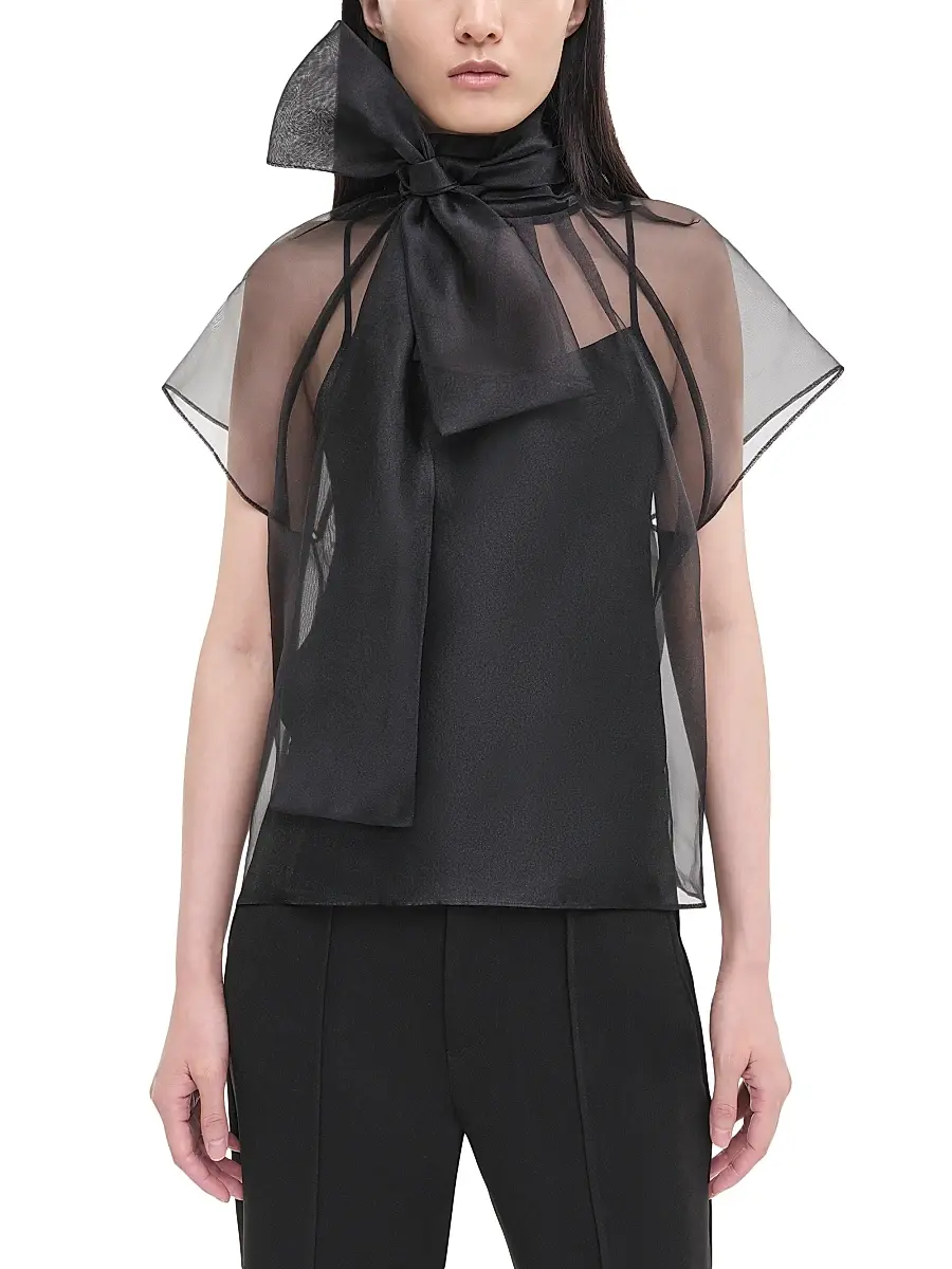 Simkhai Women's Feyre Bow-Neck Top | Image 1 Simkhai Women's Feyre Bow-Neck Top | Image 1