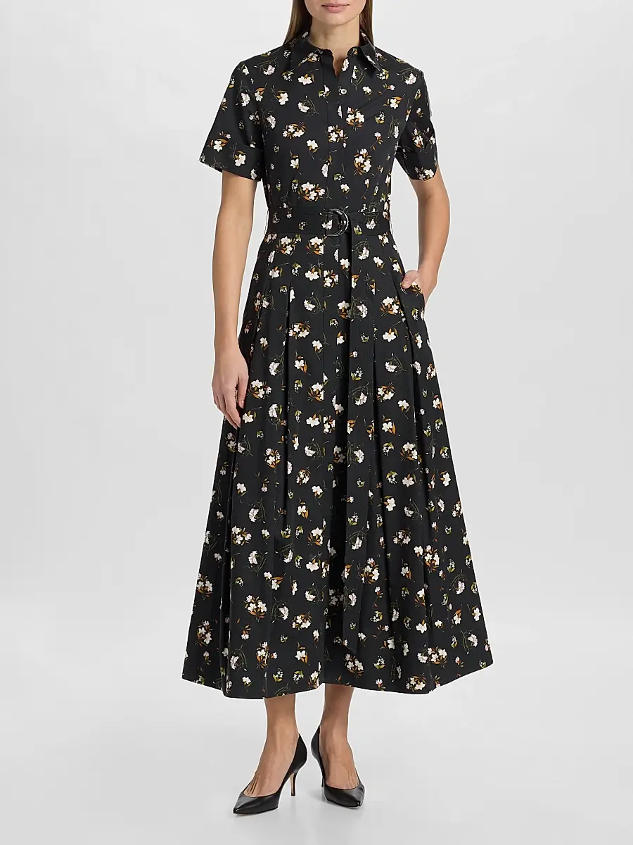 Adam Lippes Women's Leighton Floral Cotton Midi Dress | Thumbnail 2