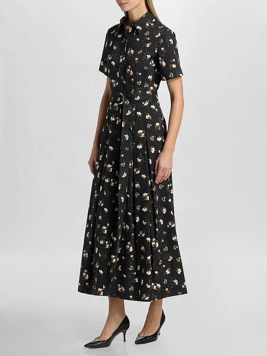 Adam Lippes Women's Leighton Floral Cotton Midi Dress | Thumbnail 4