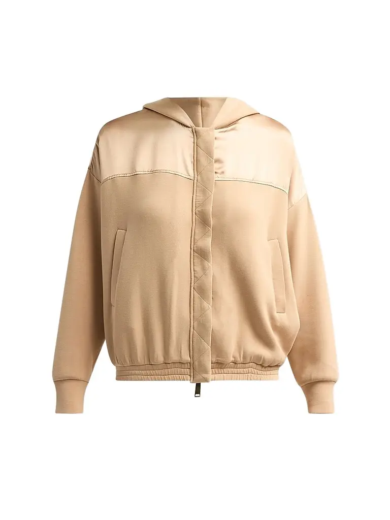 Ramy Brook Women's Fiona Satin-Trim Hooded Jacket - Camel - Size XL | Image 1 Ramy Brook Women's Fiona Satin-Trim Hooded Jacket - Camel - Size XL | Image 1
