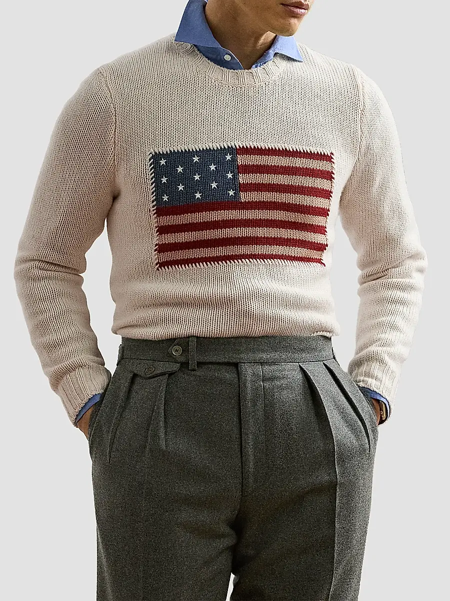 Ralph Lauren Purple Label Men's American Flag Cashmere Pullover Sweater | Thumbnail 3