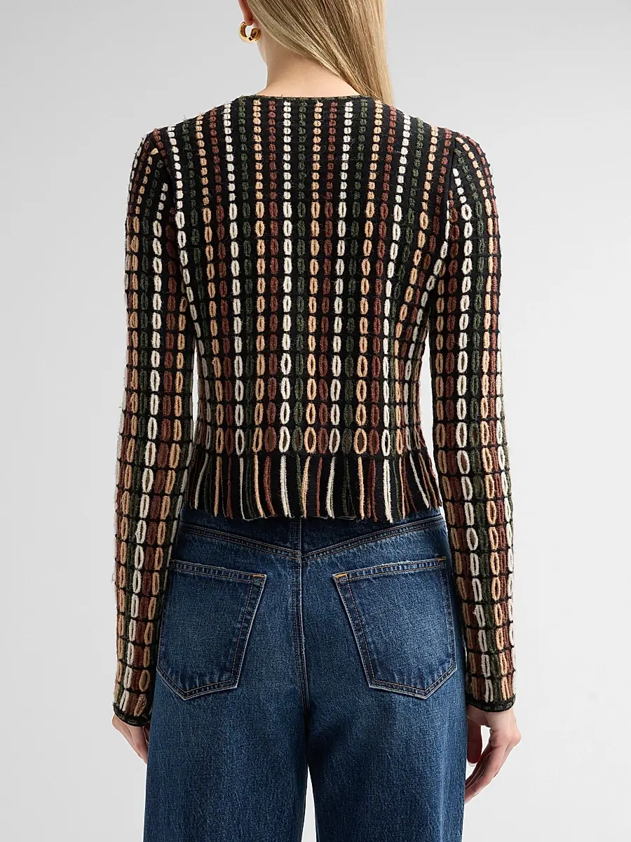 Ulla Johnson Women's Zora Float-Stitch Knit Wool-Blend Cardigan | Thumbnail 3 Ulla Johnson Women's Zora Float-Stitch Knit Wool-Blend Cardigan | Thumbnail 3