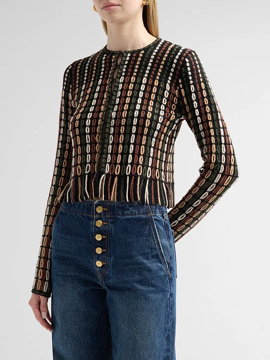 Ulla Johnson Women's Zora Float-Stitch Knit Wool-Blend Cardigan | Thumbnail 4 Ulla Johnson Women's Zora Float-Stitch Knit Wool-Blend Cardigan | Thumbnail 4