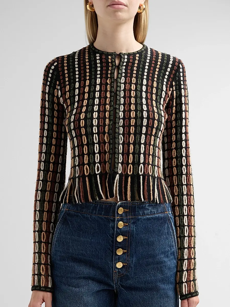 Ulla Johnson Women's Zora Float-Stitch Knit Wool-Blend Cardigan | Thumbnail 5 Ulla Johnson Women's Zora Float-Stitch Knit Wool-Blend Cardigan | Thumbnail 5