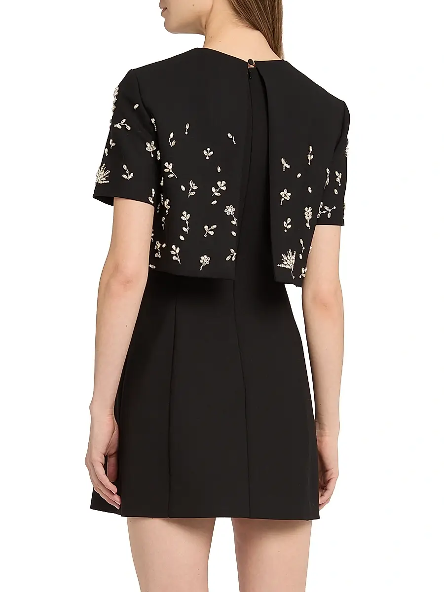 Oscar de la Renta Women's Crystal Floral-Embroidered Cocktail Minidress & Top Set - Black | Thumbnail 5 Oscar de la Renta Women's Crystal Floral-Embroidered Cocktail Minidress & Top Set - Black | Thumbnail 5