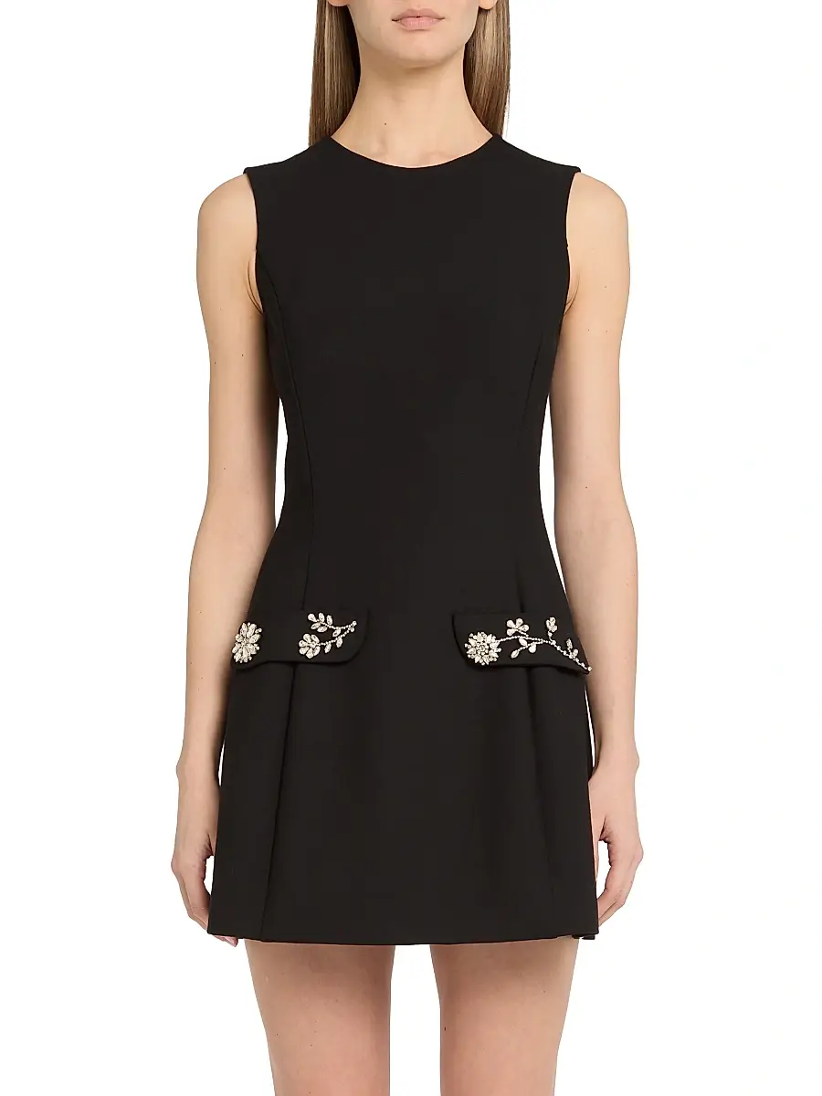 Oscar de la Renta Women's Crystal Floral-Embroidered Cocktail Minidress & Top Set - Black | Thumbnail 6 Oscar de la Renta Women's Crystal Floral-Embroidered Cocktail Minidress & Top Set - Black | Thumbnail 6