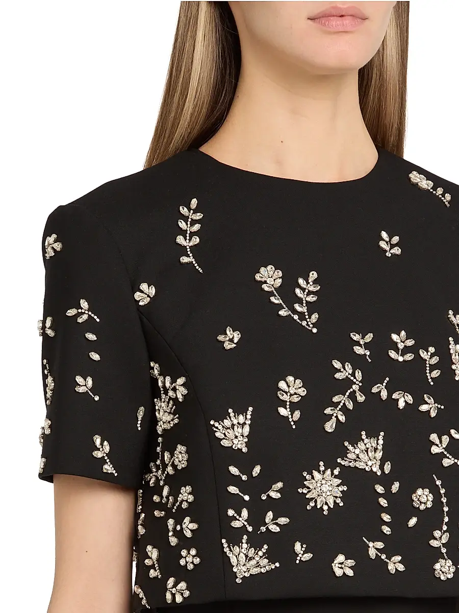 Oscar de la Renta Women's Crystal Floral-Embroidered Cocktail Minidress & Top Set - Black | Thumbnail 7 Oscar de la Renta Women's Crystal Floral-Embroidered Cocktail Minidress & Top Set - Black | Thumbnail 7