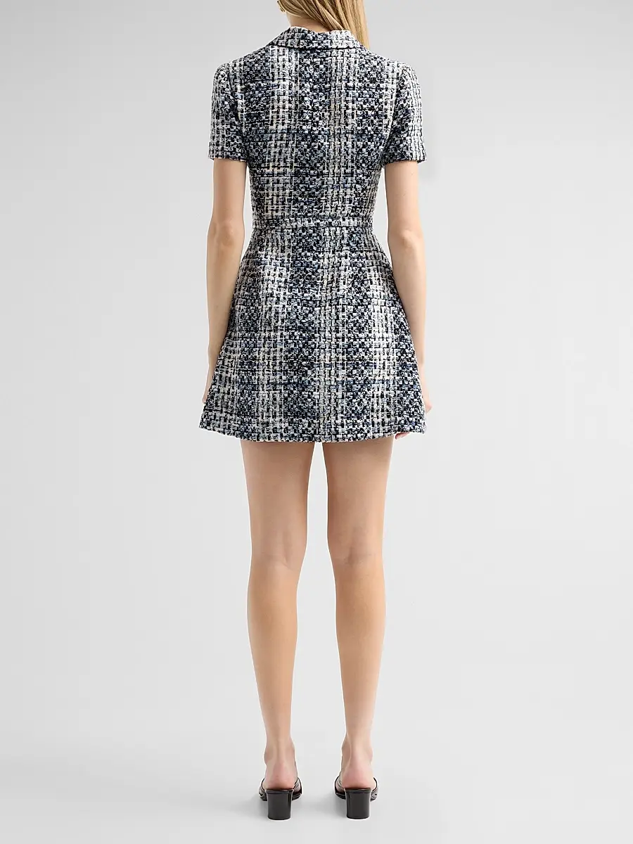Oscar de la Renta Women's Cotton-Blend Tweed Belted Mini Shirtdress | Thumbnail 3