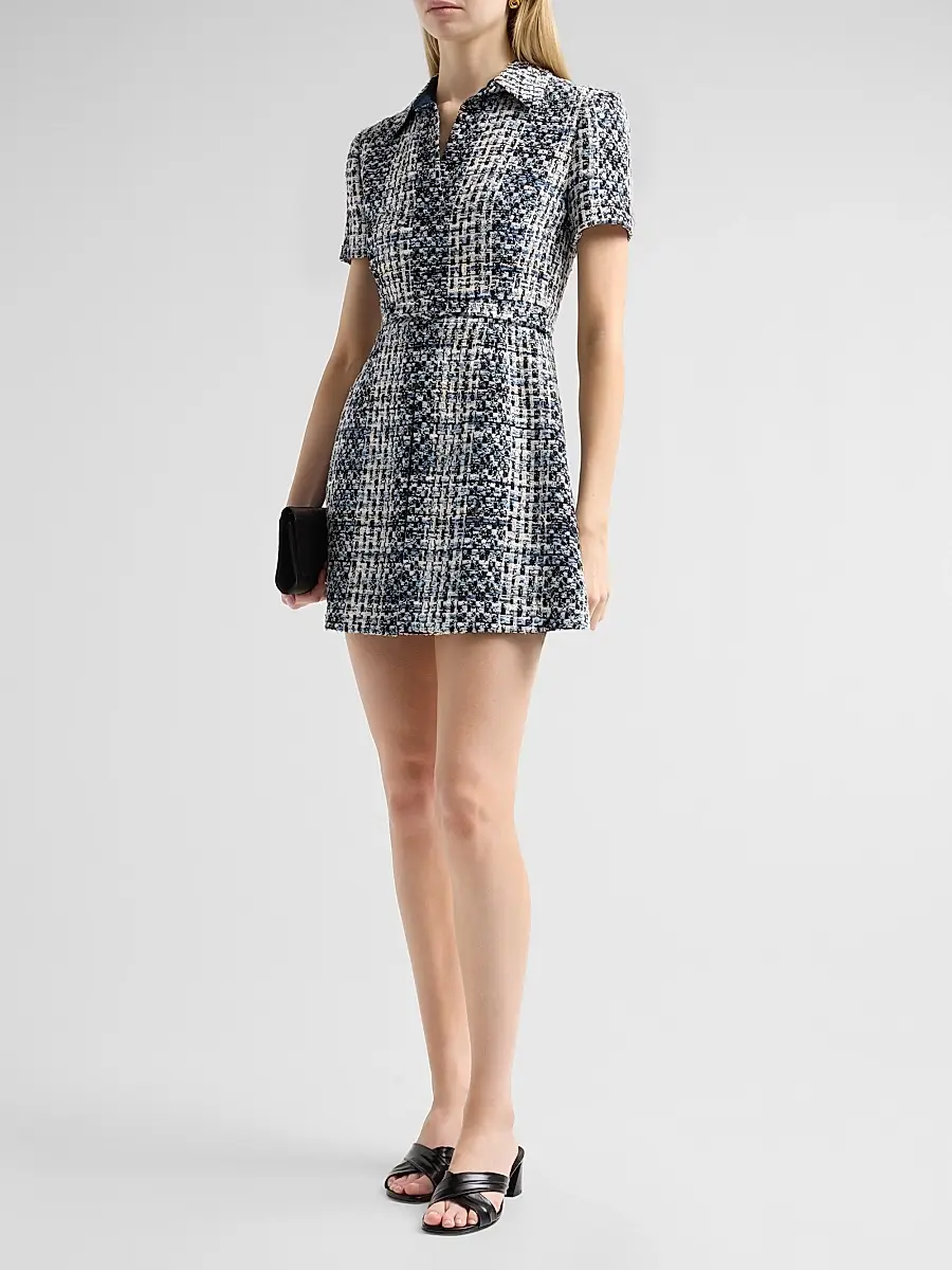 Oscar de la Renta Women's Cotton-Blend Tweed Belted Mini Shirtdress | Thumbnail 4