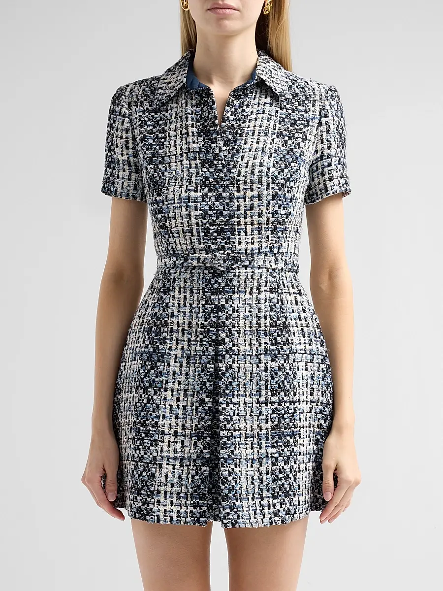 Oscar de la Renta Women's Cotton-Blend Tweed Belted Mini Shirtdress | Thumbnail 5