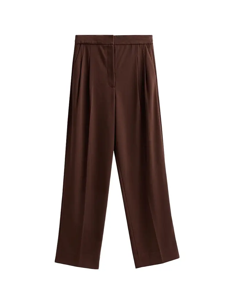 Ronny Kobo Women's Hayes Pleated Straight-Leg Pants - Chocolate | Image 1 Ronny Kobo Women's Hayes Pleated Straight-Leg Pants - Chocolate | Image 1