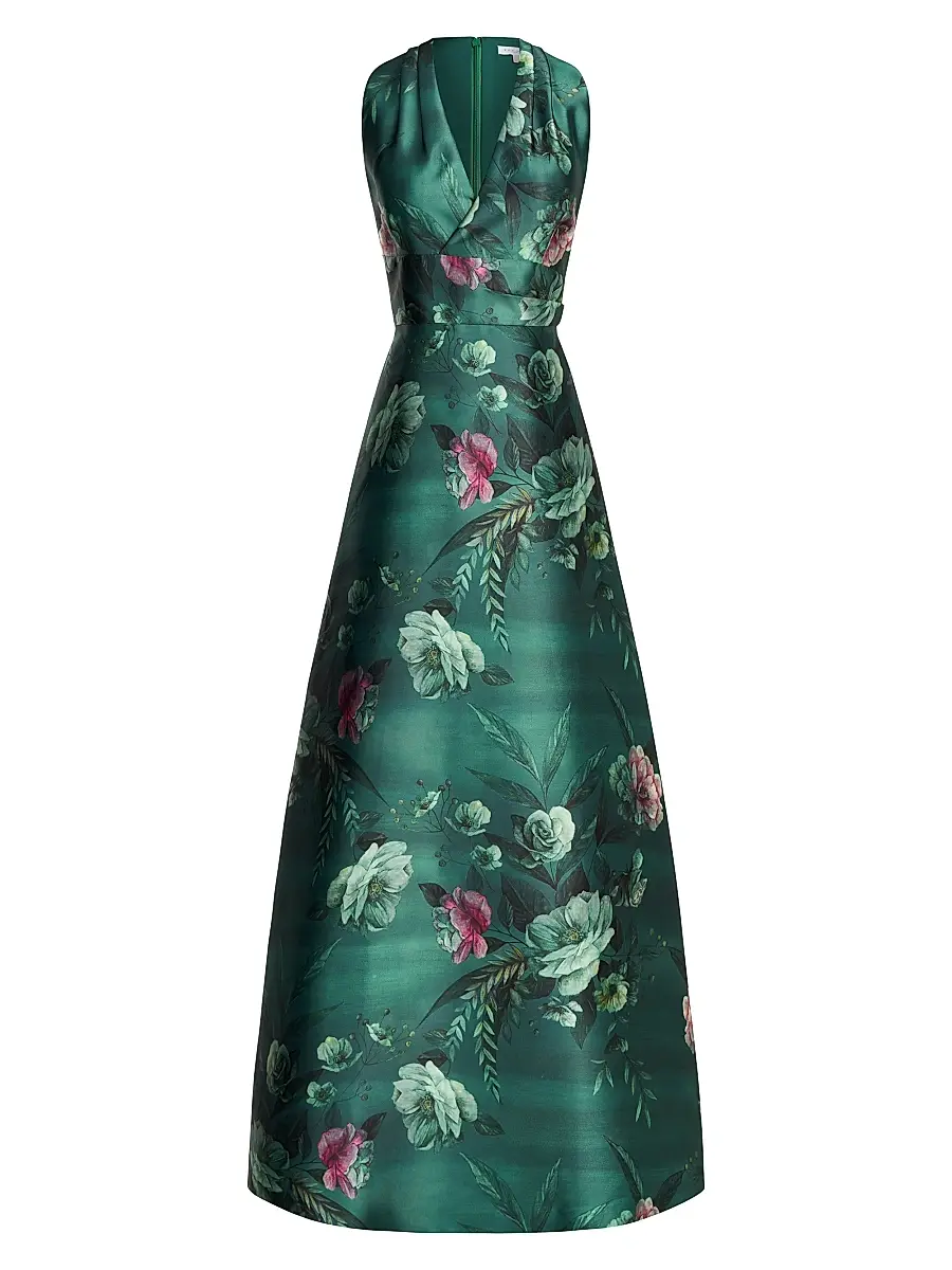 Kay Unger Women's Rosalind Floral Print Gown - Light Emerald | Image 1 Kay Unger Women's Rosalind Floral Print Gown - Light Emerald | Image 1