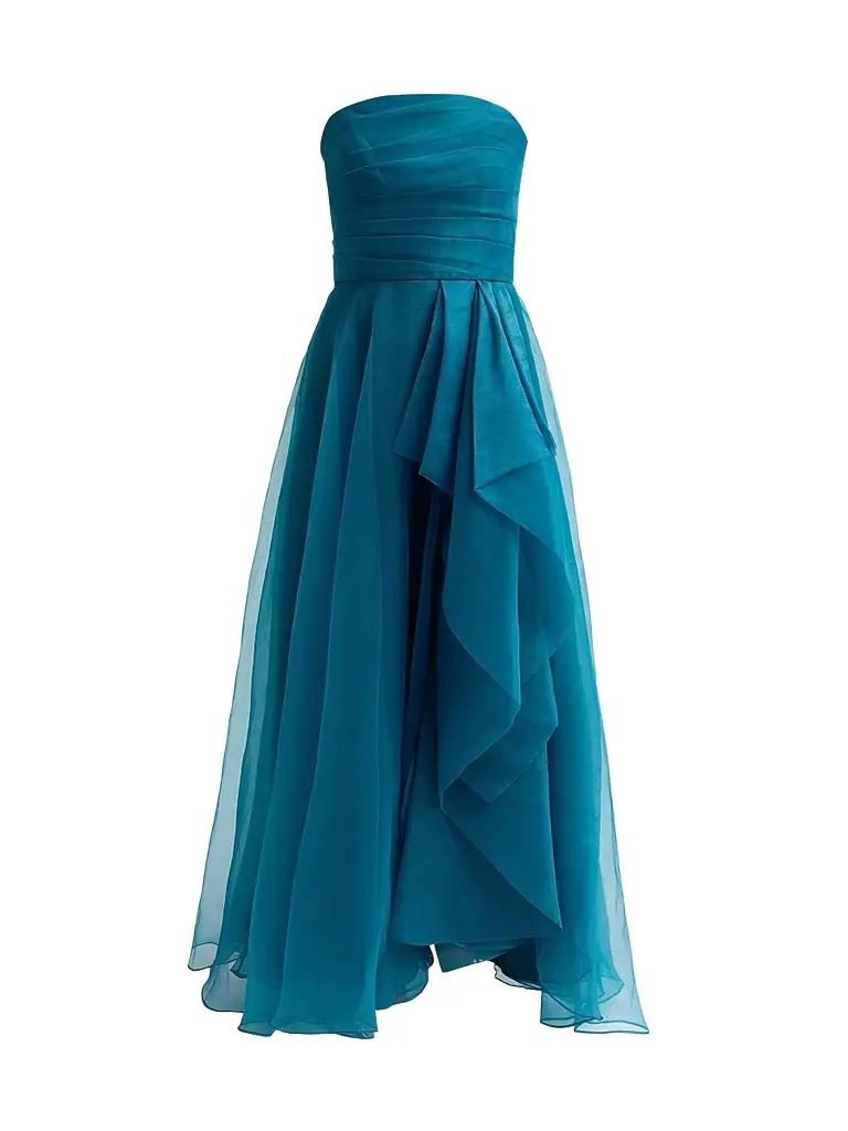 Theia Women's Teresa Draped Tulle Gown - Night Swim | Image 1 Theia Women's Teresa Draped Tulle Gown - Night Swim | Image 1