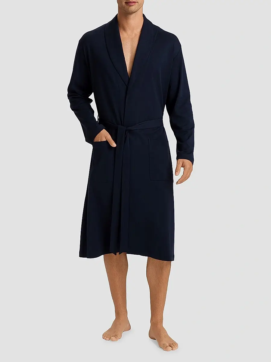 Hanro Men's Night & Day Shawl Collar Cotton Robe | Thumbnail 4 Hanro Men's Night & Day Shawl Collar Cotton Robe | Thumbnail 4