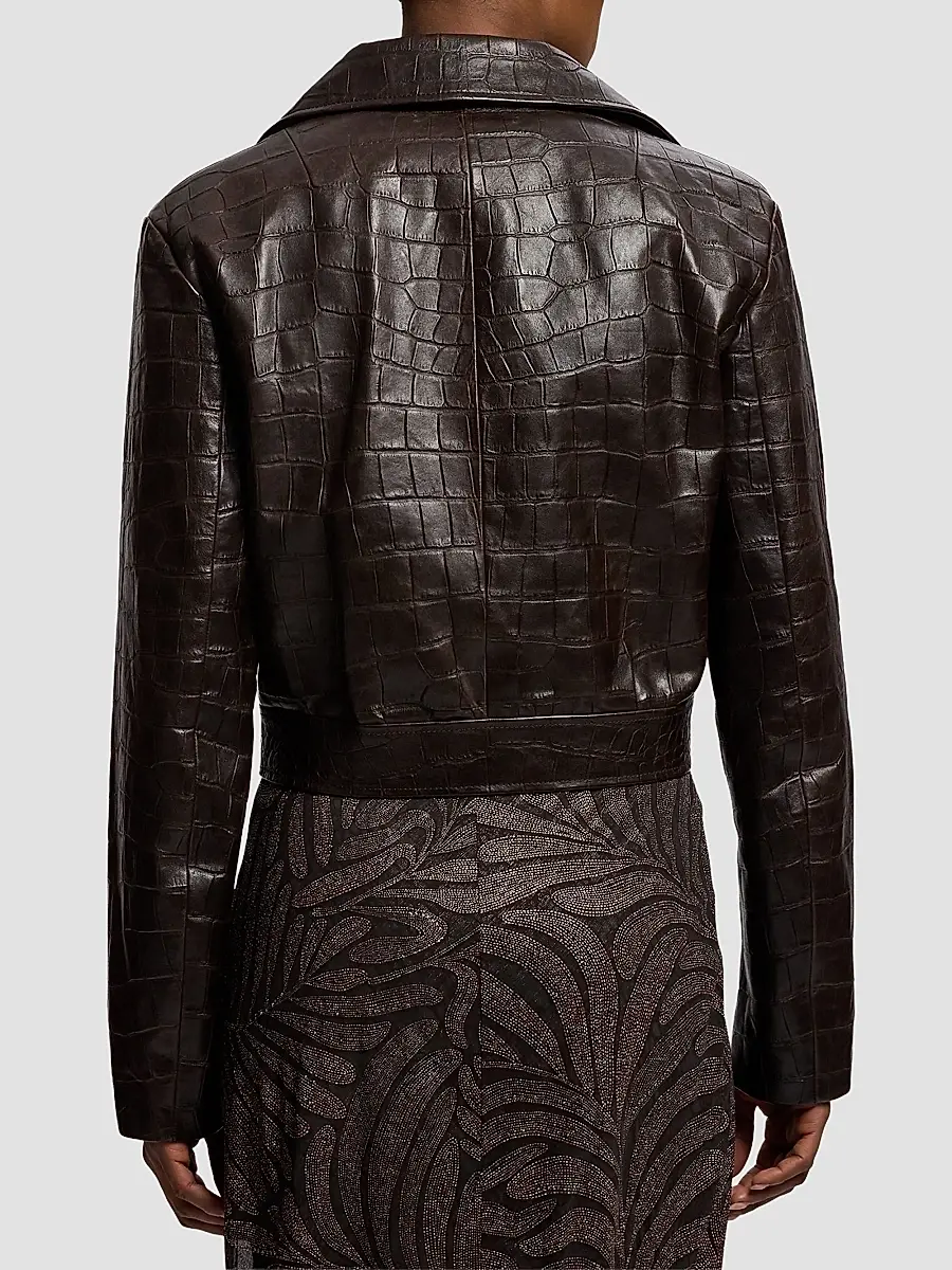 Ralph Lauren Collection Women's Jaxson Printed Leather Moto Jacket | Thumbnail 4