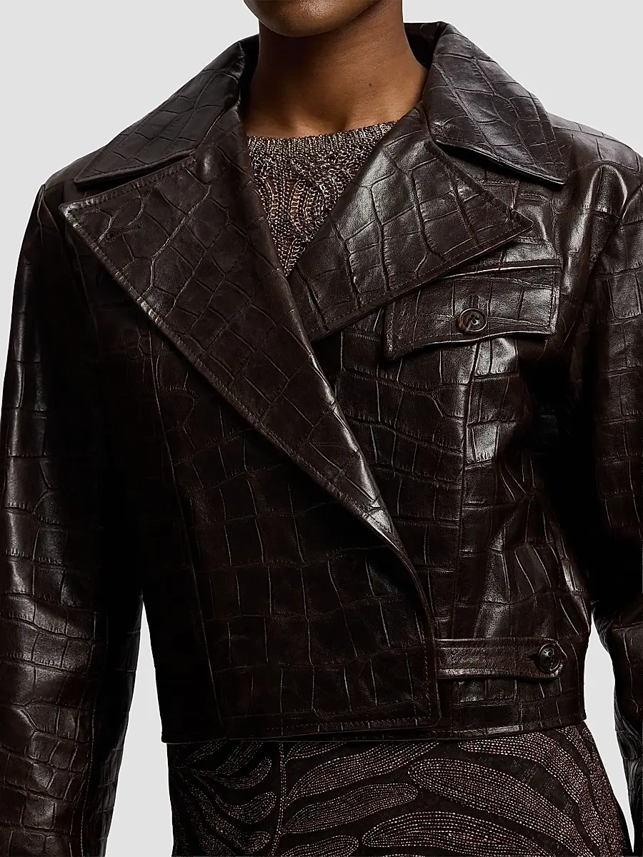Ralph Lauren Collection Women's Jaxson Printed Leather Moto Jacket | Thumbnail 6
