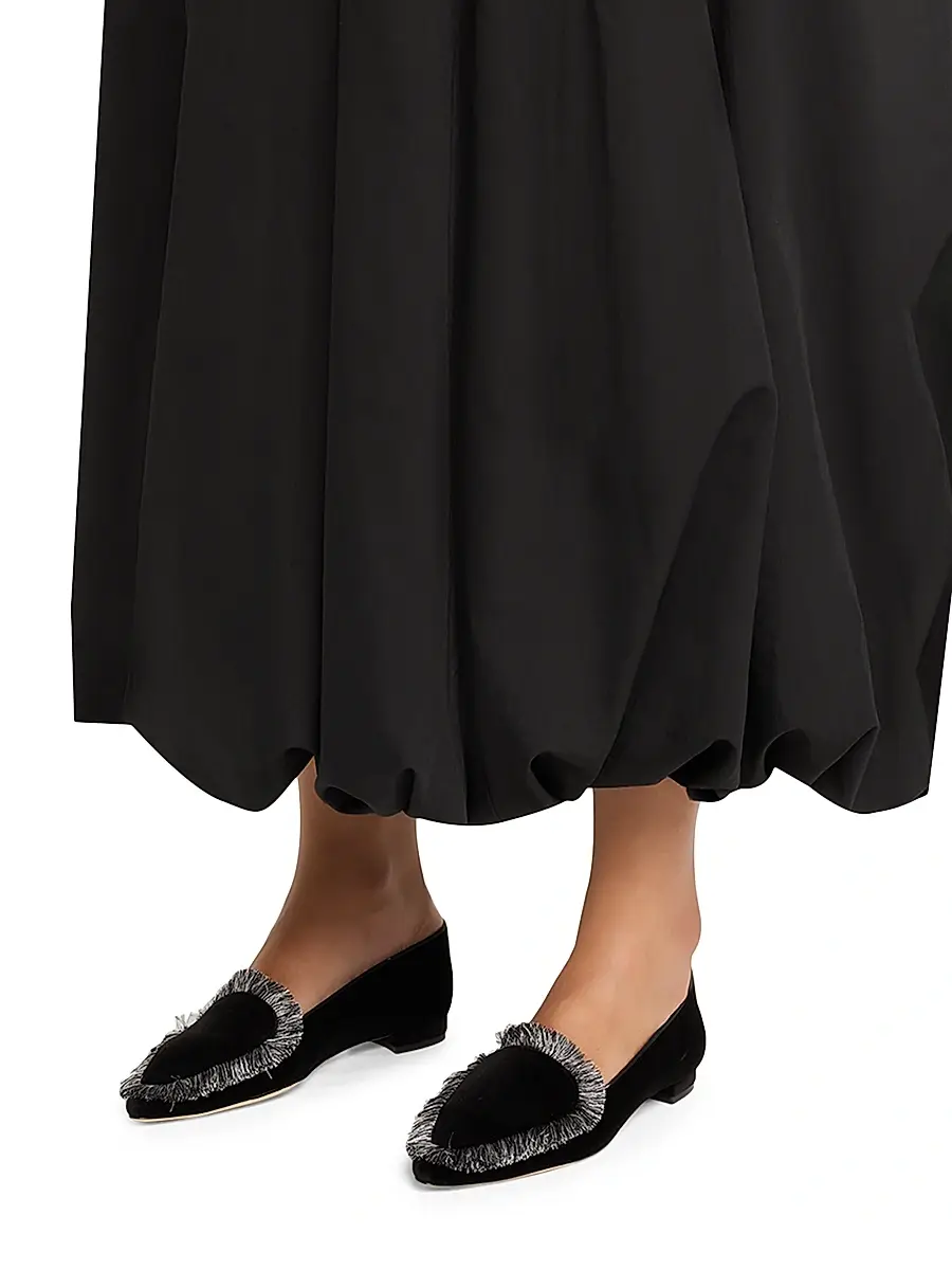 Manolo Blahnik Women's Agrofran Velvet Fringe-Trim Loafers | Thumbnail 3 Manolo Blahnik Women's Agrofran Velvet Fringe-Trim Loafers | Thumbnail 3