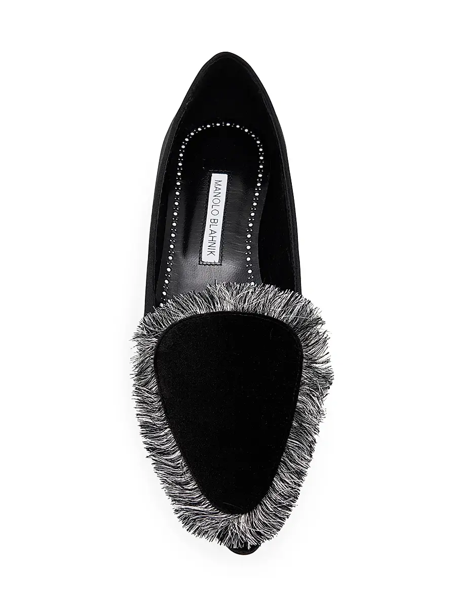 Manolo Blahnik Women's Agrofran Velvet Fringe-Trim Loafers | Thumbnail 5 Manolo Blahnik Women's Agrofran Velvet Fringe-Trim Loafers | Thumbnail 5
