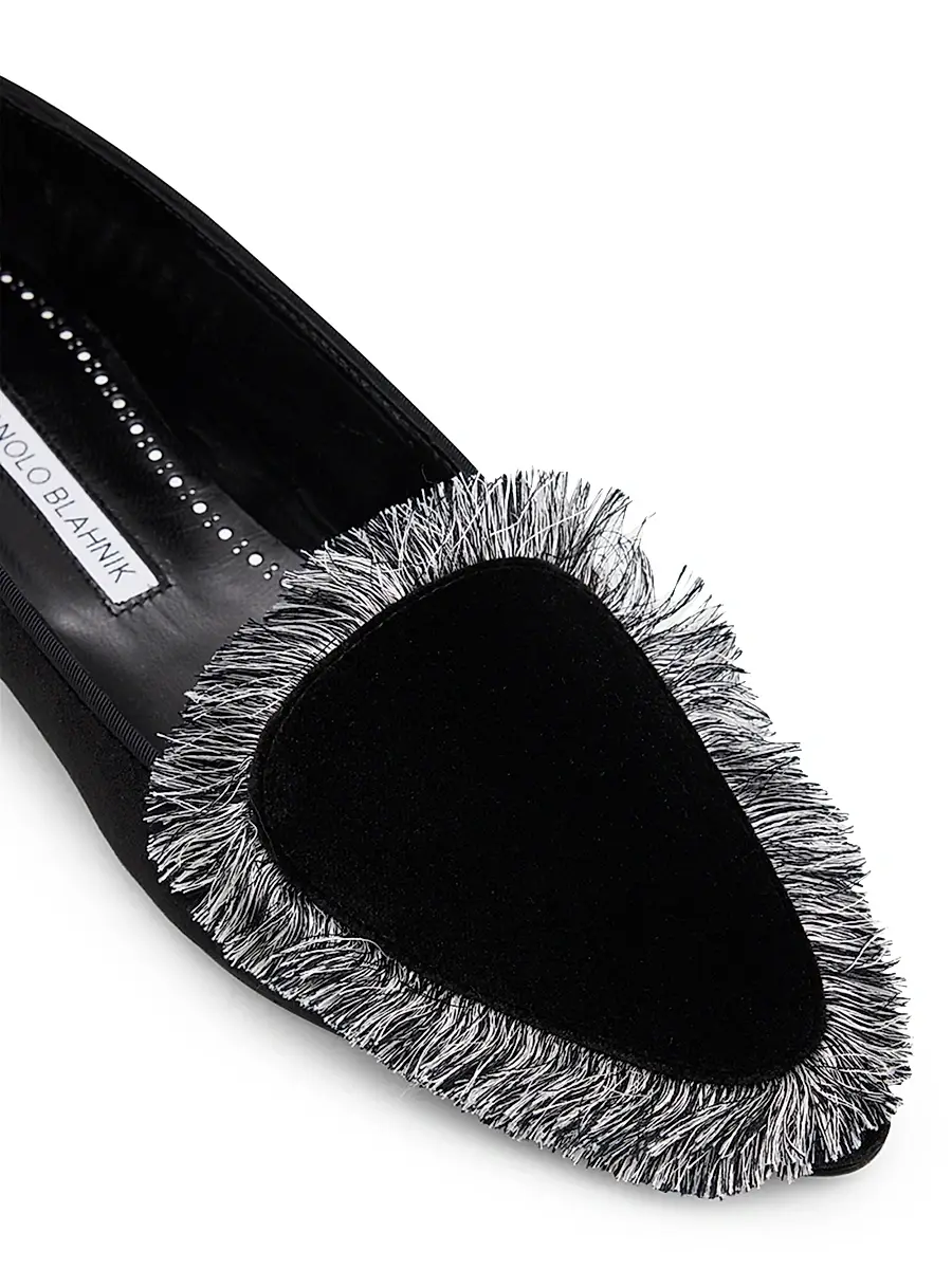 Manolo Blahnik Women's Agrofran Velvet Fringe-Trim Loafers | Thumbnail 6 Manolo Blahnik Women's Agrofran Velvet Fringe-Trim Loafers | Thumbnail 6