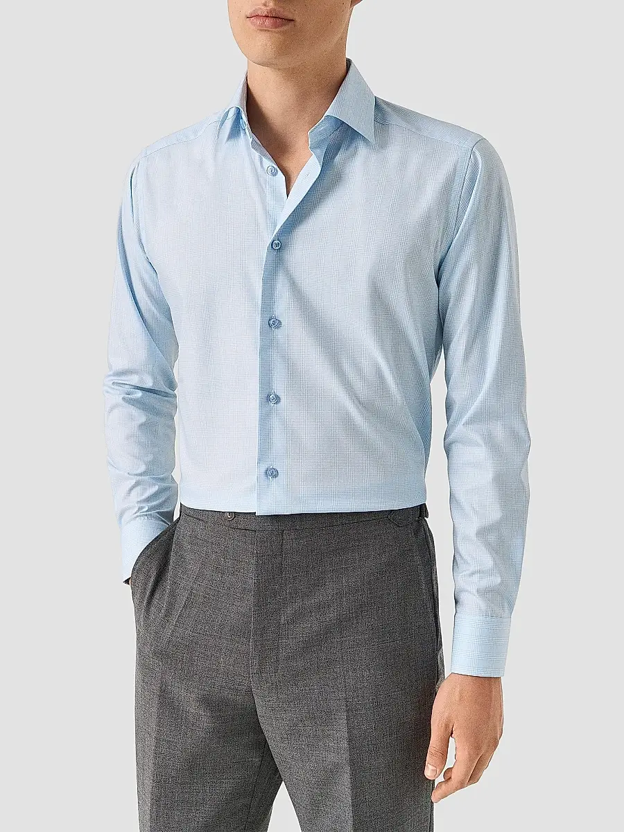 Eton Men's Contemporary-Fit Check Cotton-Blend Shirt | Thumbnail 3 Eton Men's Contemporary-Fit Check Cotton-Blend Shirt | Thumbnail 3