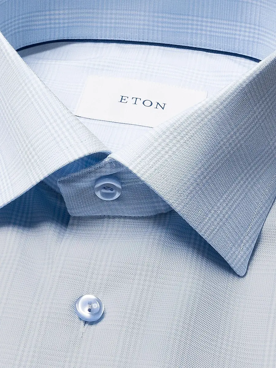 Eton Men's Contemporary-Fit Check Cotton-Blend Shirt | Thumbnail 7 Eton Men's Contemporary-Fit Check Cotton-Blend Shirt | Thumbnail 7