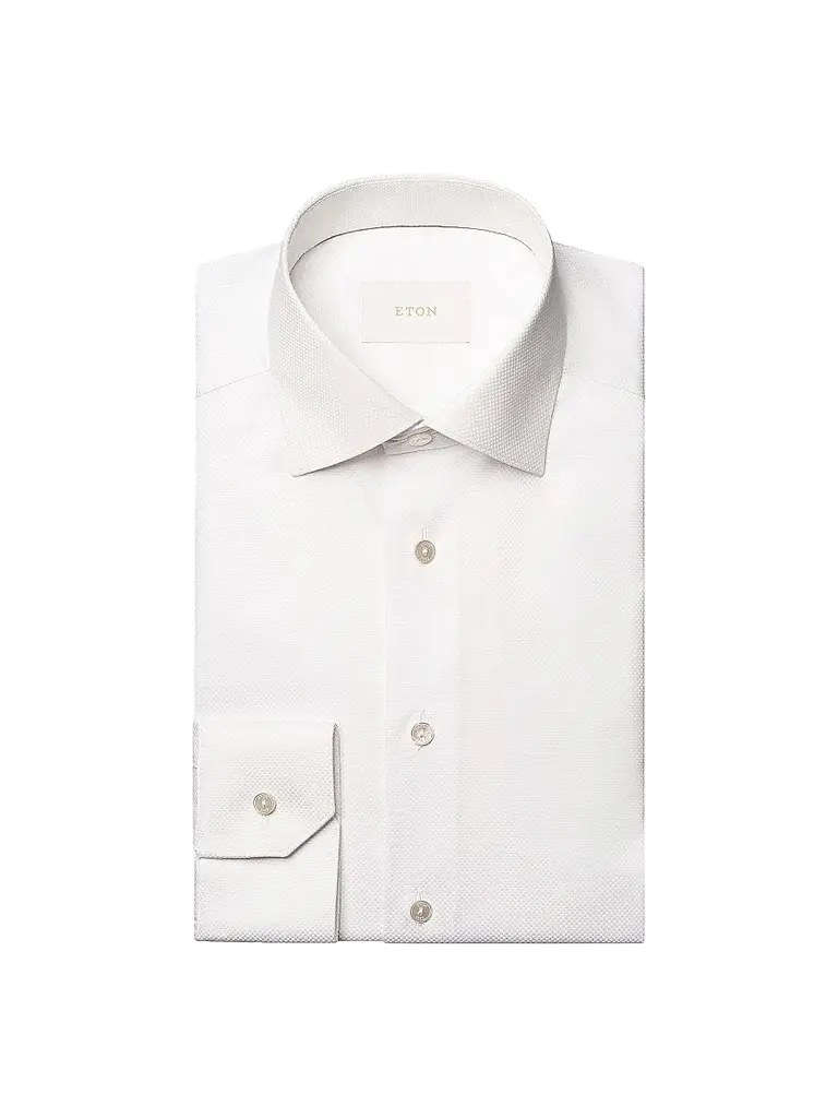 Eton Men's Elevated Textured Cotton Slim-Fit Shirt - White - Size 17.5 | Image 1 Eton Men's Elevated Textured Cotton Slim-Fit Shirt - White - Size 17.5 | Image 1