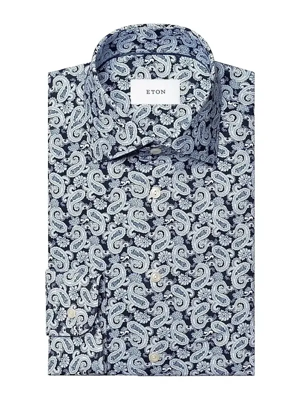 Men's Paisley Stretch-Cotton Slim-Fit Shirt