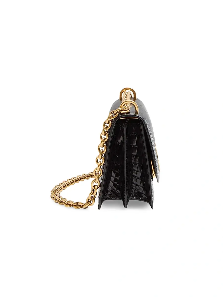 Valentino Women's Vain Small Shoulder Bag in Crocodile Leather - Black | Thumbnail 4 Valentino Women's Vain Small Shoulder Bag in Crocodile Leather - Black | Thumbnail 4