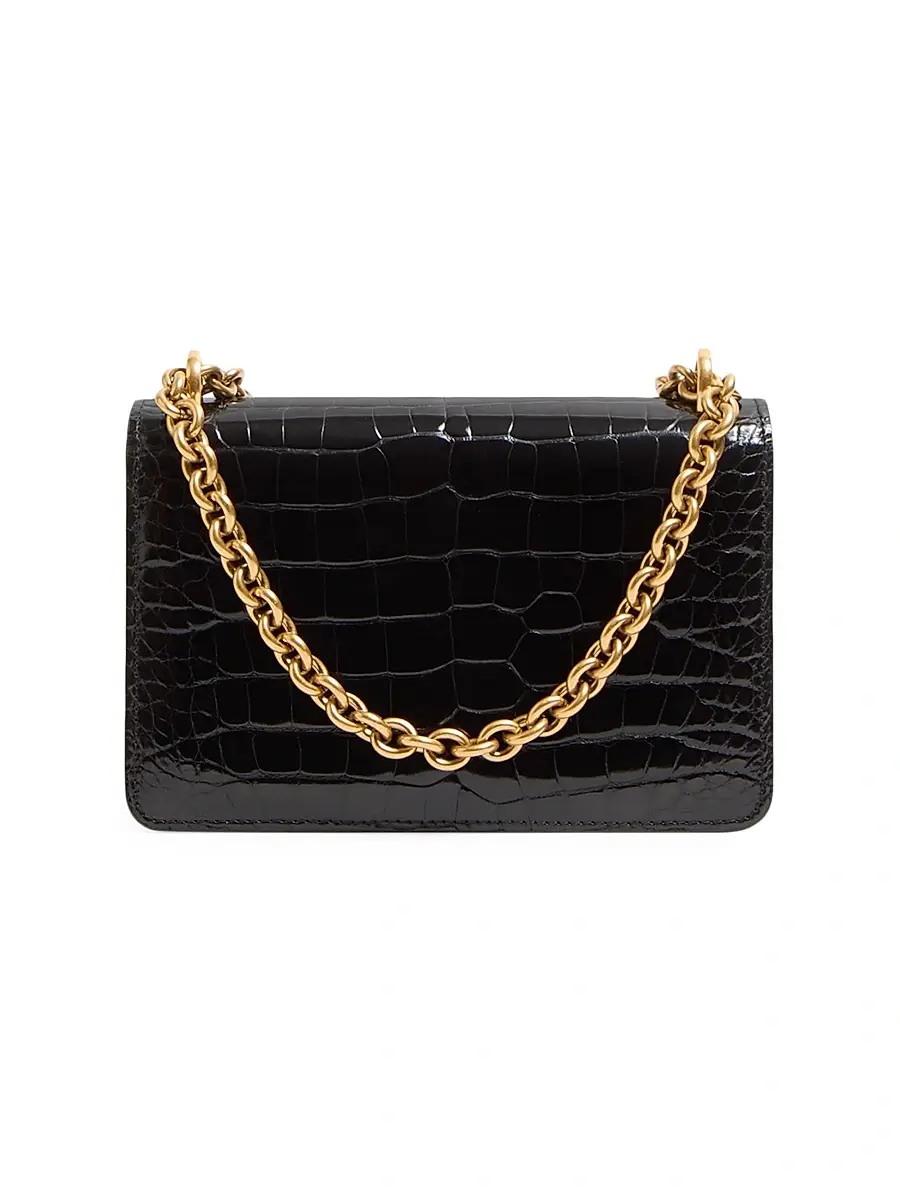 Valentino Women's Vain Small Shoulder Bag in Crocodile Leather - Black | Thumbnail 5 Valentino Women's Vain Small Shoulder Bag in Crocodile Leather - Black | Thumbnail 5