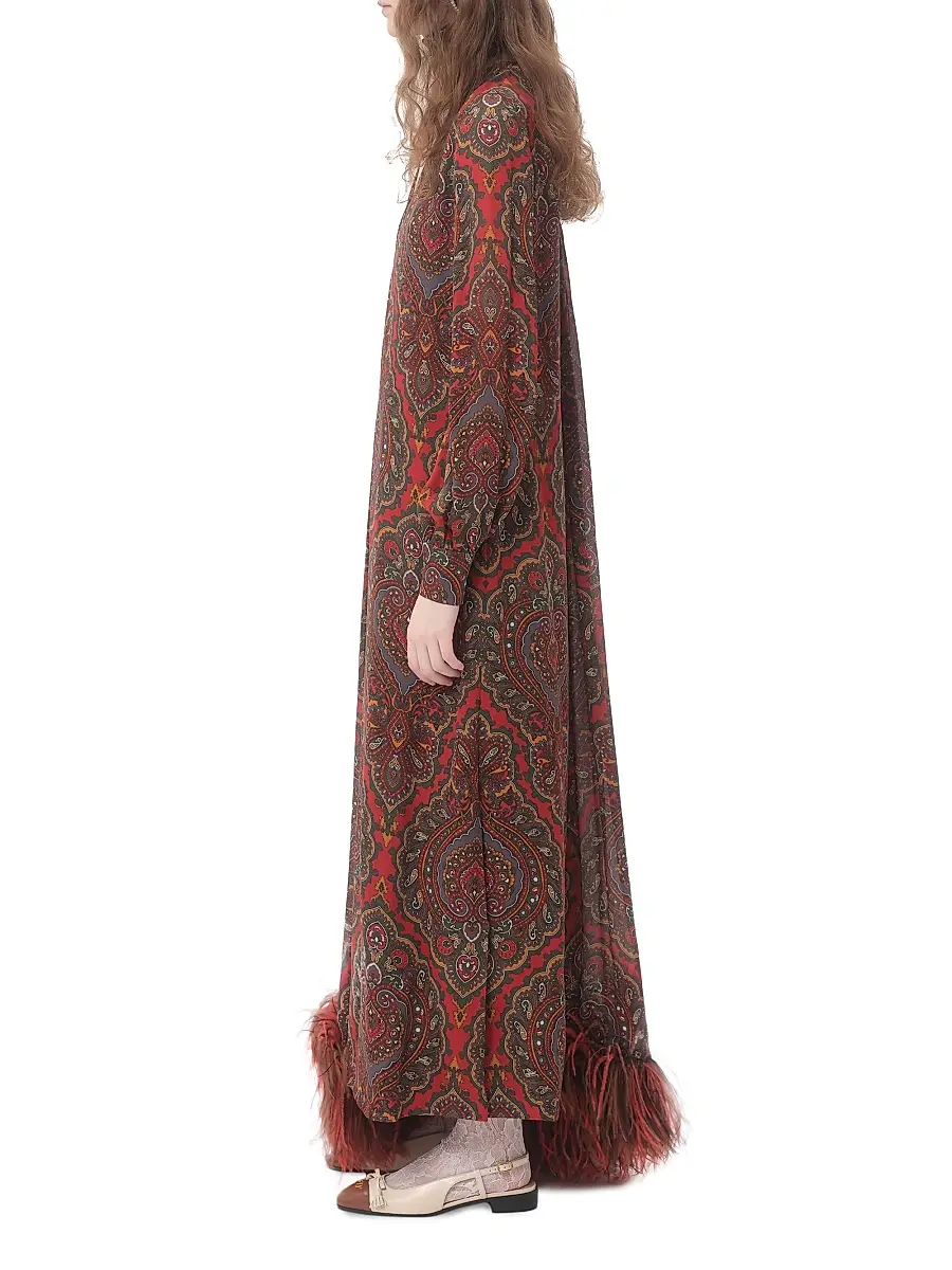 Valentino Women's Georgette Midi Dress with Voyage Imaginaire Cashmere Print | Thumbnail 3 Valentino Women's Georgette Midi Dress with Voyage Imaginaire Cashmere Print | Thumbnail 3