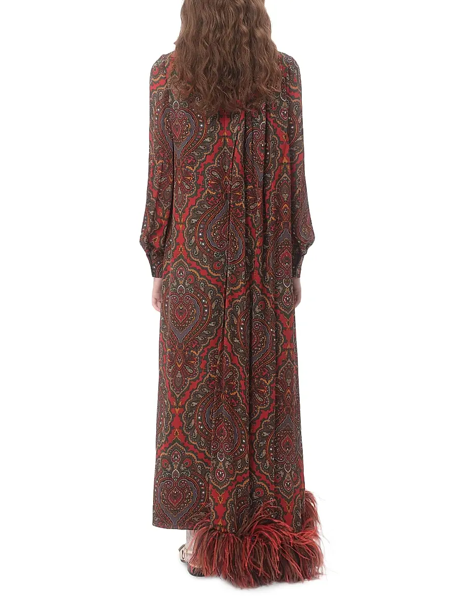 Valentino Women's Georgette Midi Dress with Voyage Imaginaire Cashmere Print | Thumbnail 4 Valentino Women's Georgette Midi Dress with Voyage Imaginaire Cashmere Print | Thumbnail 4