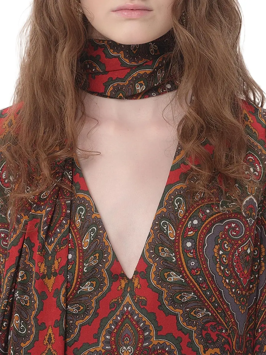 Valentino Women's Georgette Midi Dress with Voyage Imaginaire Cashmere Print | Thumbnail 6 Valentino Women's Georgette Midi Dress with Voyage Imaginaire Cashmere Print | Thumbnail 6