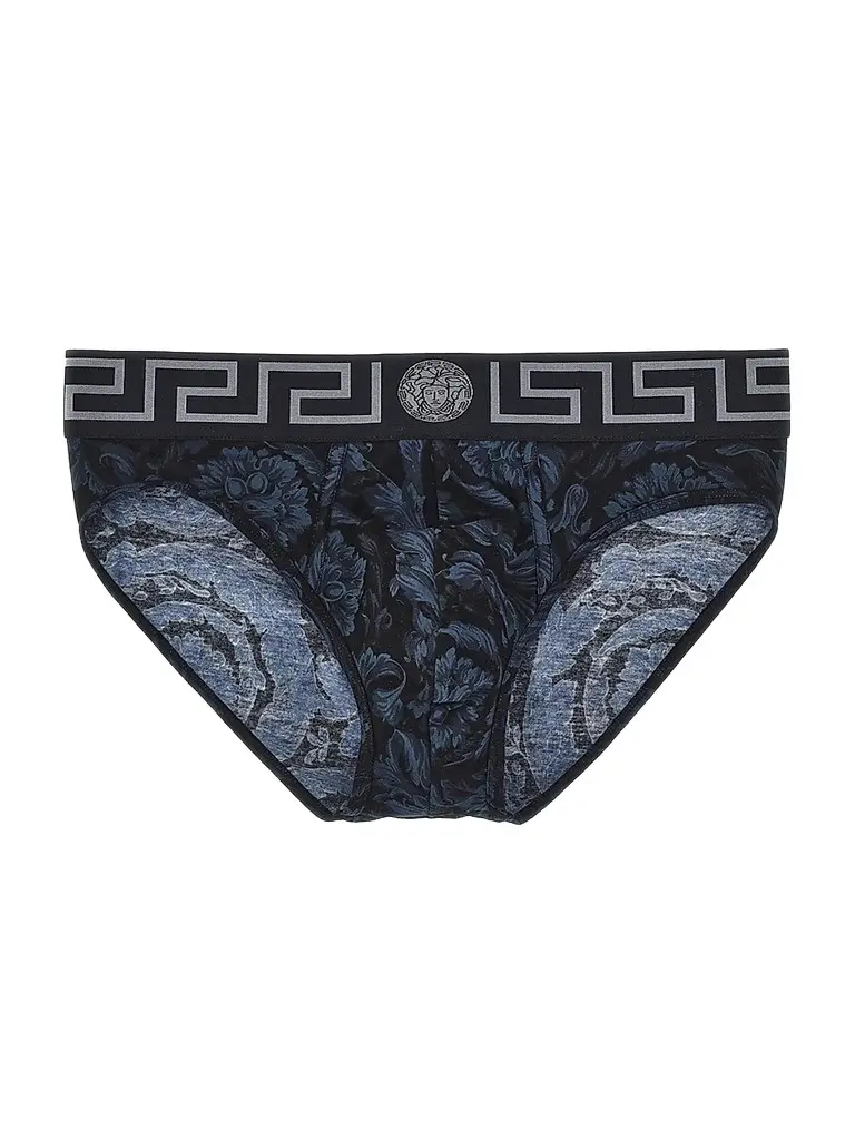 Versace Men's All Over Baroque Print Brief - Black Grey | Image 1 Versace Men's All Over Baroque Print Brief - Black Grey | Image 1
