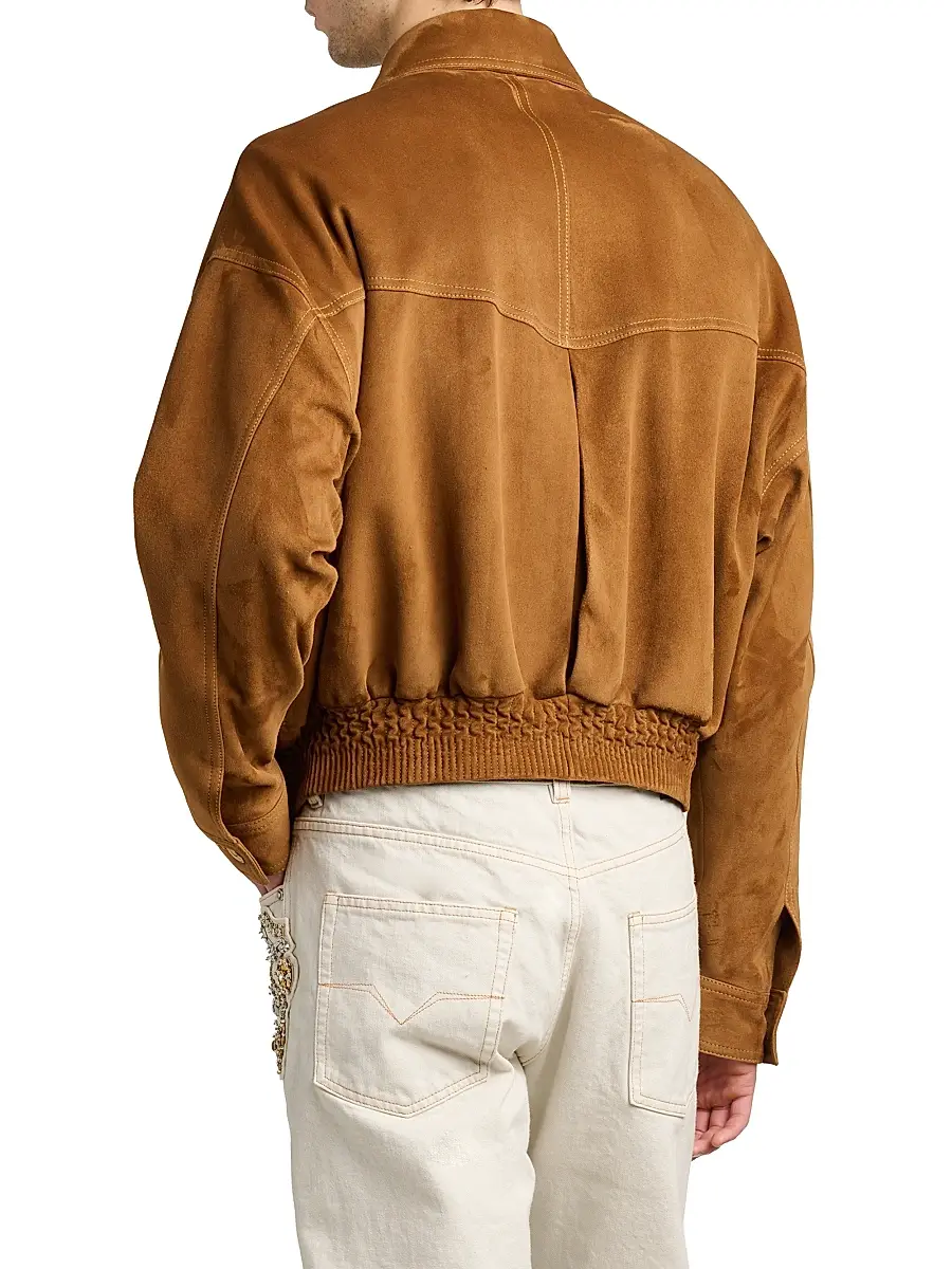 Versace Men's Suede Drop-Shoulder Blouson Jacket | Thumbnail 5 Versace Men's Suede Drop-Shoulder Blouson Jacket | Thumbnail 5